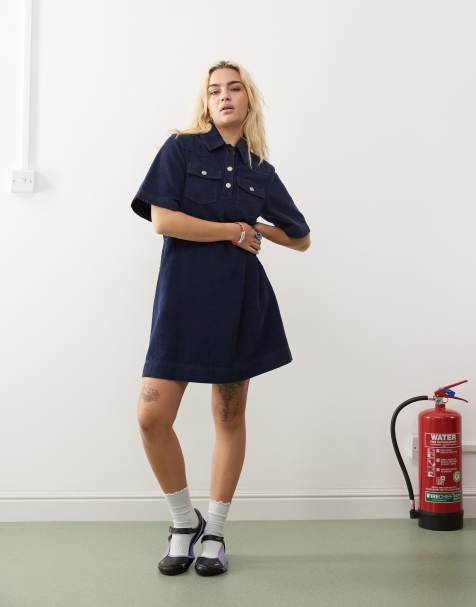 Reclaimed Vintage cord mini dress in blue - view 1