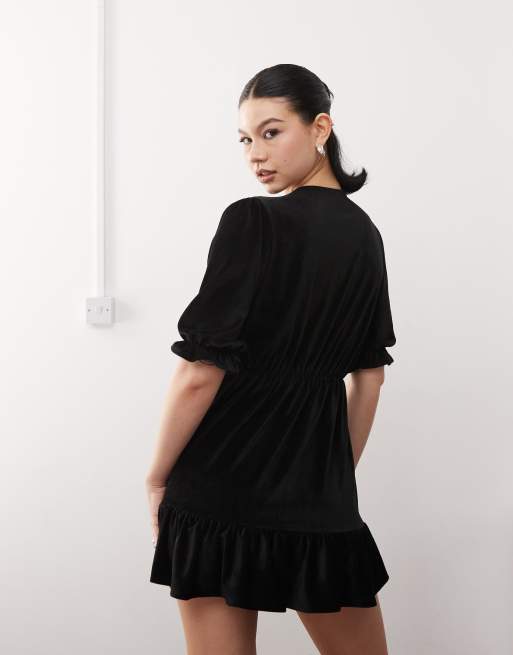 Reclaimed Vintage cord tea dress in black