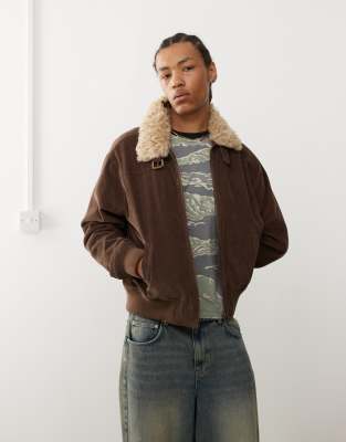 corduroy aviator bomber jacket-Multi