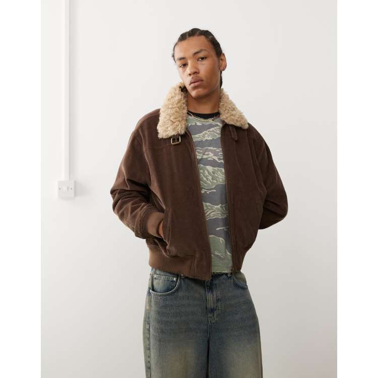 Reclaimed Vintage Corduroy Aviator Bomber Jacket