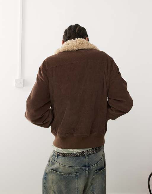 Reclaimed Vintage Corduroy Aviator Bomber Jacket Multi