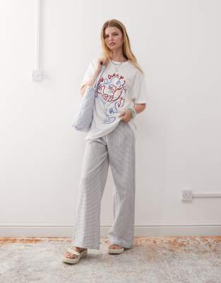 Reclaimed Vintage cotton oversized t-shirt with cocktail lobster print in white