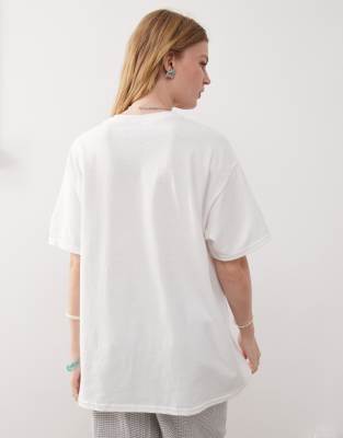 Reclaimed Vintage cotton oversized t-shirt with cocktail lobster print in white