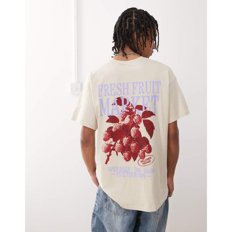 Reclaimed Vintage cotton oversized t-shirt with fruit market back