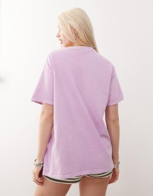 Reclaimed Vintage cotton oversized t-shirt with lemon print in washed pink