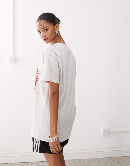 Reclaimed Vintage cotton oversized t-shirt with vase art print in ecru 