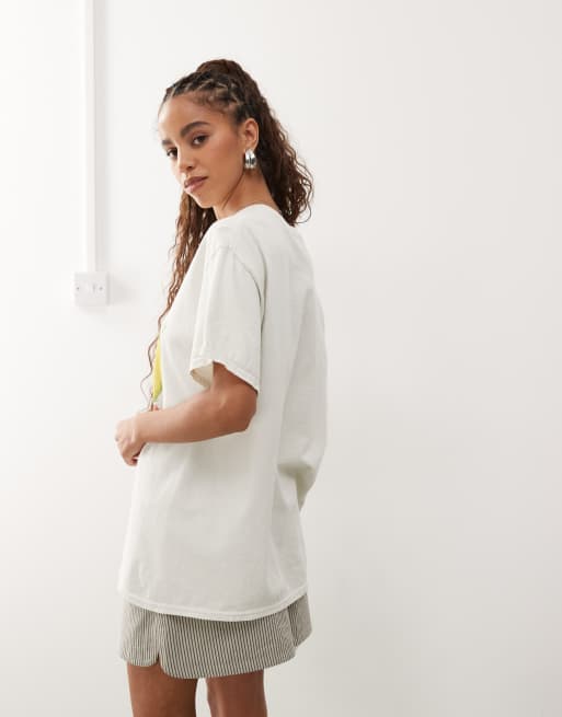 Reclaimed Vintage cotton oversized t-shirt with vintage fruit print in ecru 