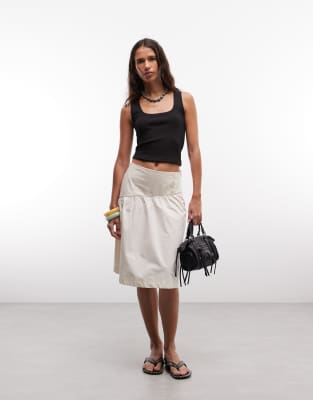 Reclaimed Vintage Cotton Poplin Awkward Length Skirt In White