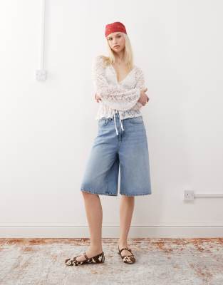 Reclaimed Vintage - Cowgirl-Bluse aus Spitze in Weiß