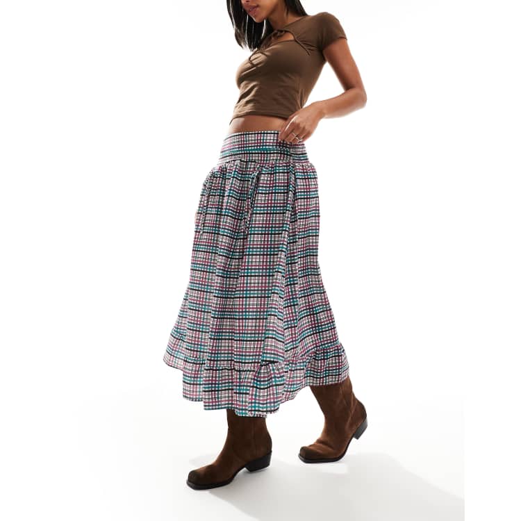 Reclaimed Vintage cowgirl midi skirt with drop waist in