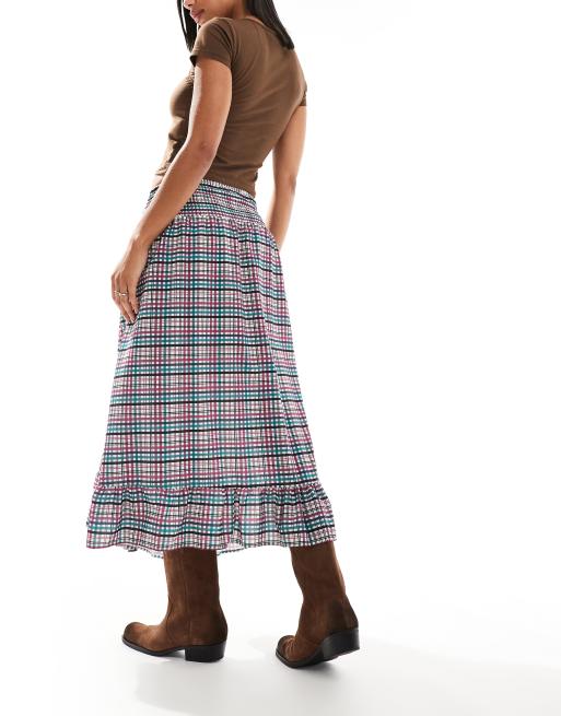 スカート ameri vintage MEDI STRAIN CHECK SKIRT MEDI STRAIN CHECK SKIRT