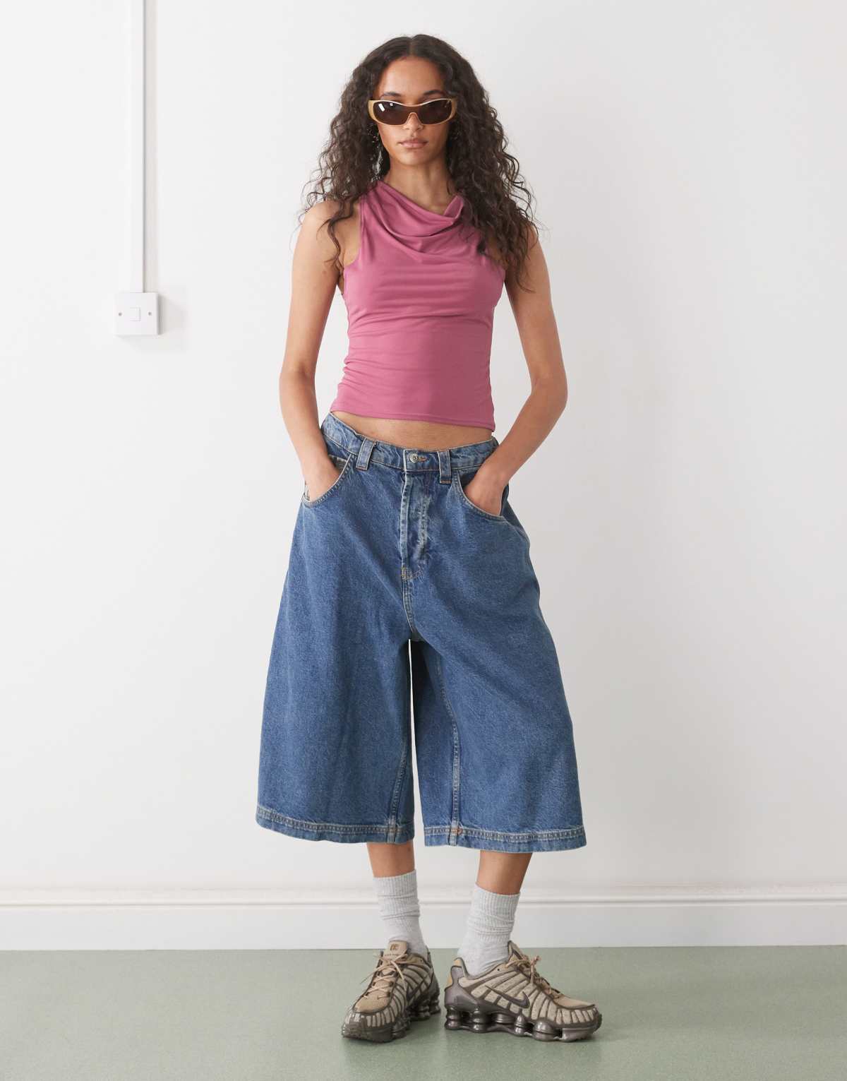 Reclaimed Vintage cowl neck tank in dusty pink