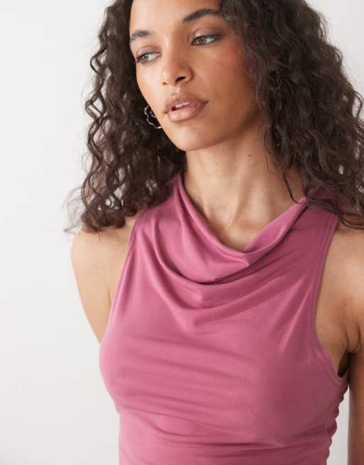 Reclaimed Vintage cowl neck tank in dusty pink , 4 of 4