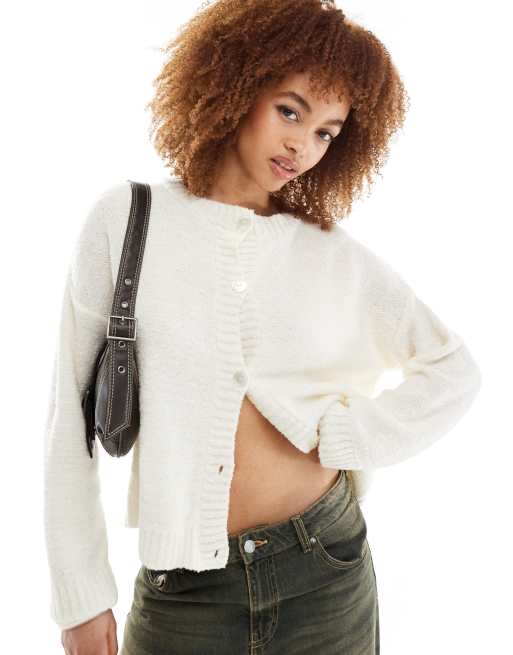 Reclaimed Vintage - Cremefarvet cardigan i firkantet pasform