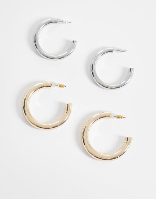 Reclaimed Vintage – Creolen aus verschiedenen Metallen, 2er-Pack