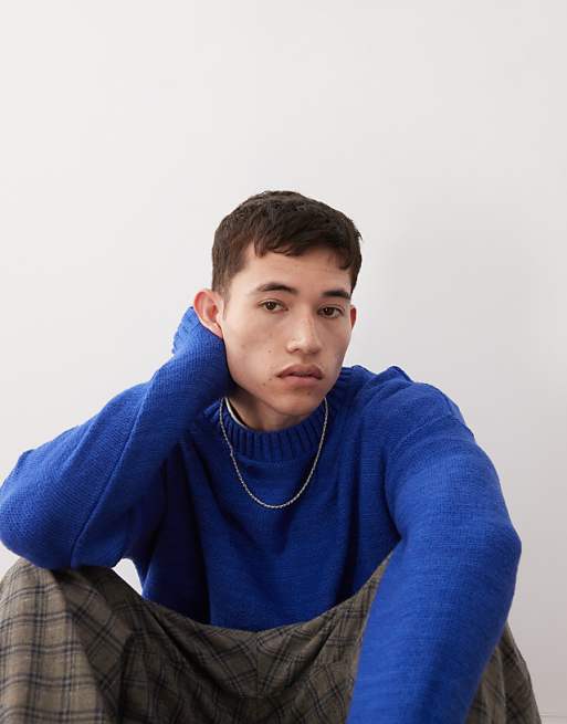 Reclaimed Vintage crew neck knit sweater in cobalt blue | ASOS Reclaimed Vintage crew neck knit sweater in cobalt blue | ASOS