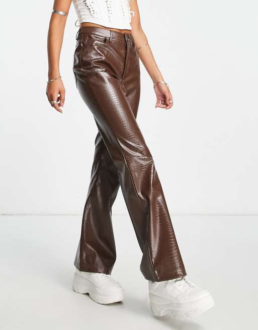 Faux Leather Motel Rocks Brown Leather Trousers WeWoreWhat Vegan