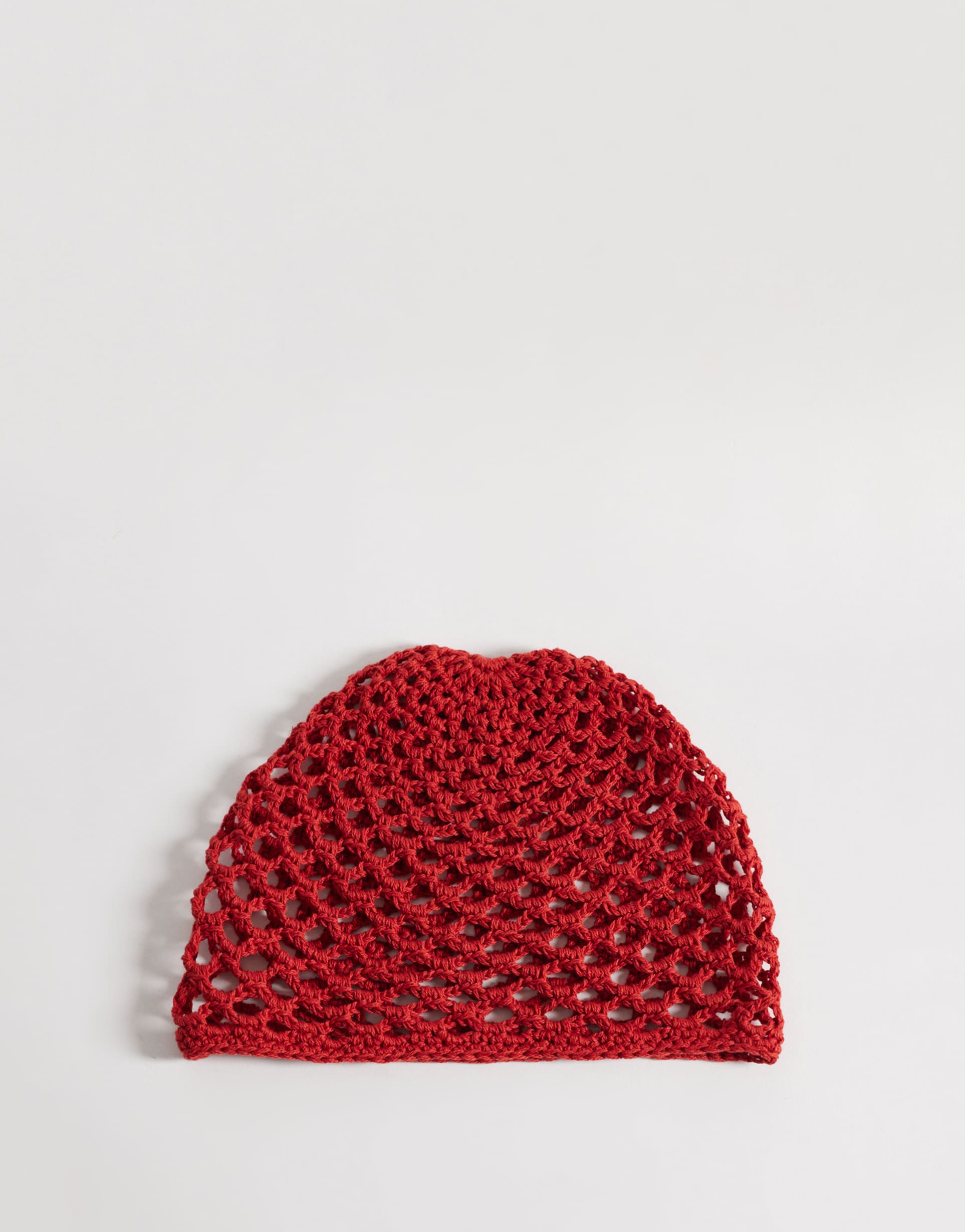 reclaimed vintage crochet beanie in burgundy red