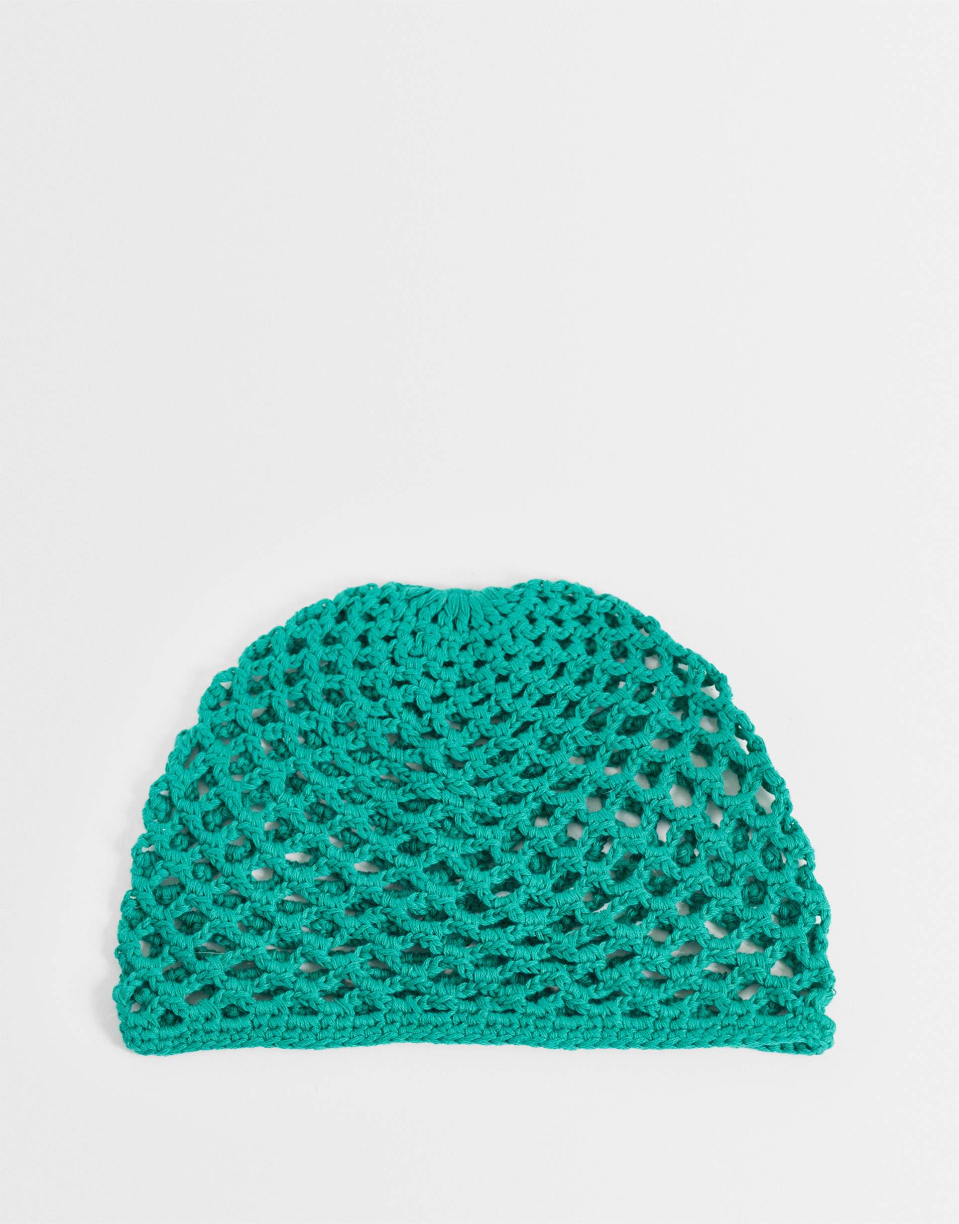 reclaimed vintage crochet beanie in jade green