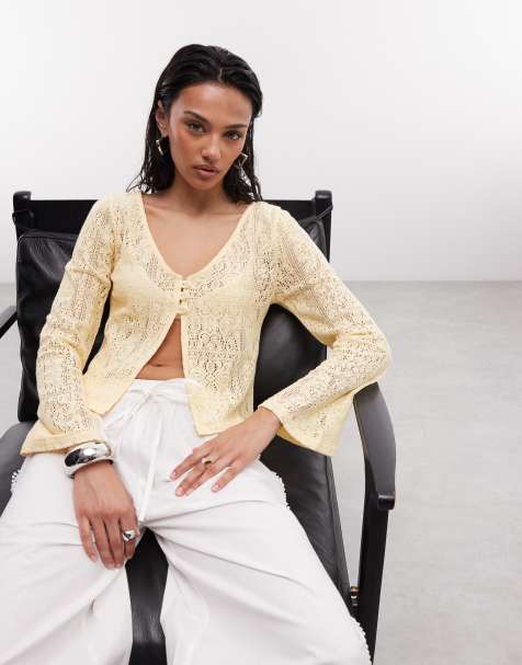 Reclaimed Vintage crochet cardigan in buttermilk - view 1