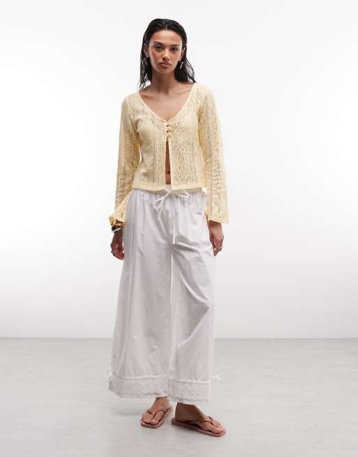Reclaimed Vintage crochet cardigan in buttermilk, 3 of 4