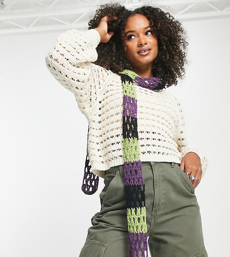 Reclaimed Vintage crochet skinny scarf in multi