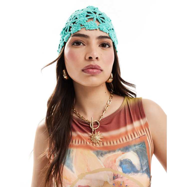 Reclaimed Vintage crochet skull cap in green | ASOS