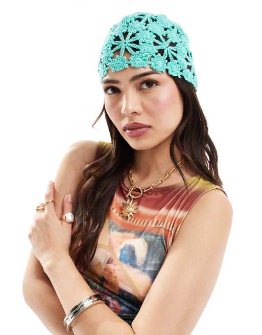 Reclaimed Vintage crochet skull cap in green | ASOS