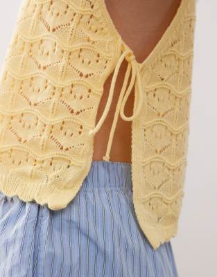 Shop Reclaimed Vintage Crochet Tabard Sweater In Yellow