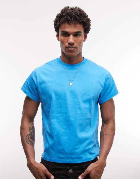 Reclaimed Vintage - Cropped blå T-shirt med firkantet pasform - view 1