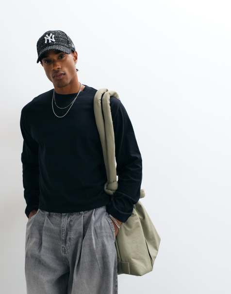 Reclaimed Vintage cropped boxy long sleeve t-shirt in black - view 1