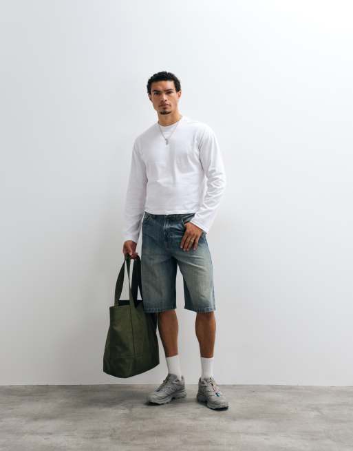 Reclaimed Vintage cropped boxy long sleeve t-shirt in white, 4 of 5
