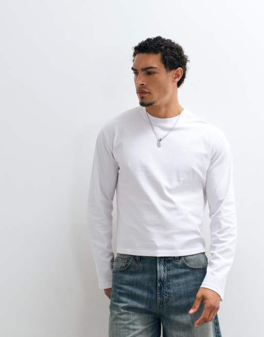Reclaimed Vintage cropped boxy long sleeve t-shirt in white, 5 of 5