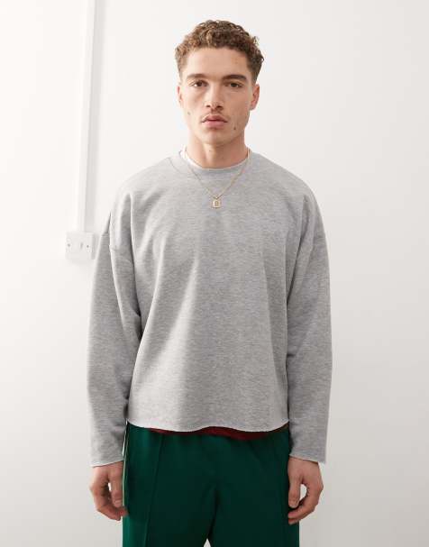 Reclaimed Vintage cropped boxy loopback sweatshirt in grey marl - view 1