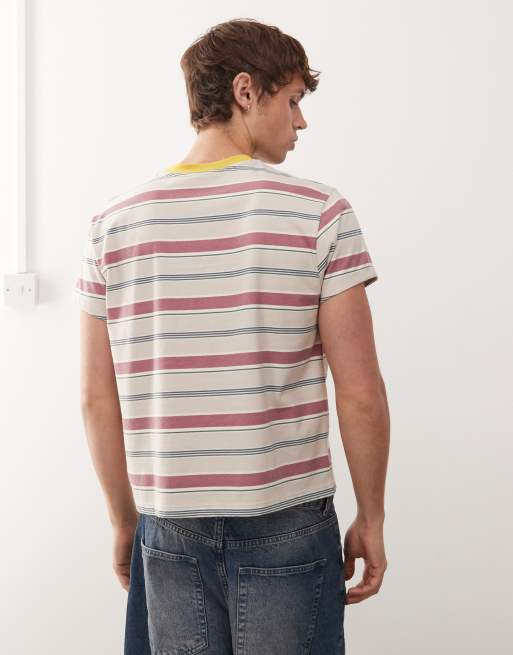 Reclaimed Vintage cropped boxy ringer t-shirt in mixed stripe, 2 of 4