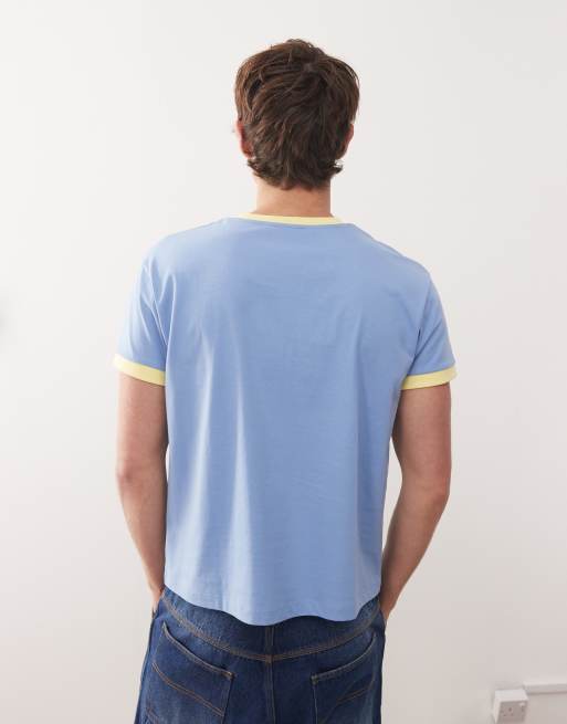 Reclaimed Vintage cropped boxy ringer t-shirt with branded