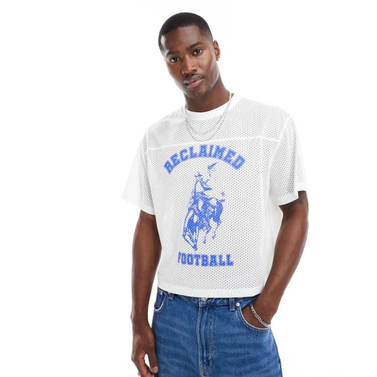adidas Originals PT3 Logo T Shirt Reclaimed Pup cropped boxy t shirt in airtex with cowboy football graphic in white ClassicfuncenterShops