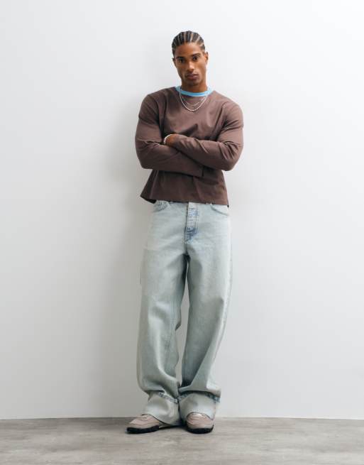 Reclaimed Vintage cropped boxy t-shirt in chocolate brown, 3 of 5