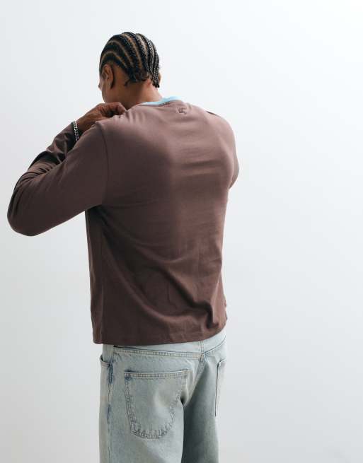 Reclaimed Vintage cropped boxy t-shirt in chocolate brown, 5 of 5