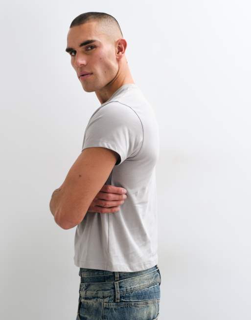 Reclaimed Vintage cropped boxy t-shirt in grey, 4 of 5