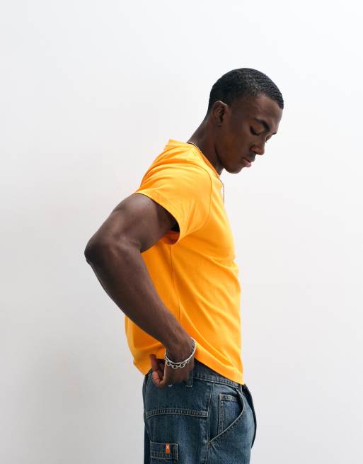 Reclaimed Vintage cropped boxy t-shirt in orange, 2 of 5