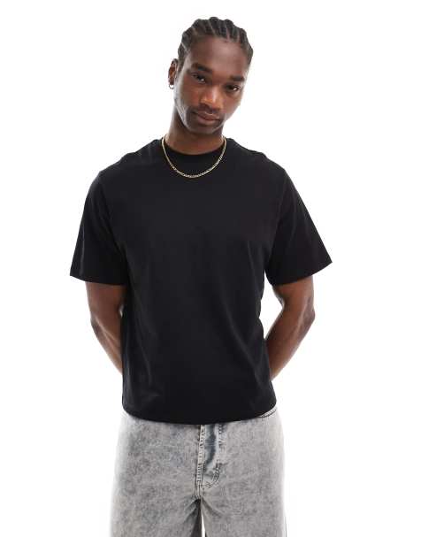 Reclaimed Vintage - Cropped boxy T-shirt in zwart - view 1