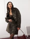[Reclaimed Vintage] Reclaimed Vintage cropped jacket in leopard print-Multi 6 MULTI