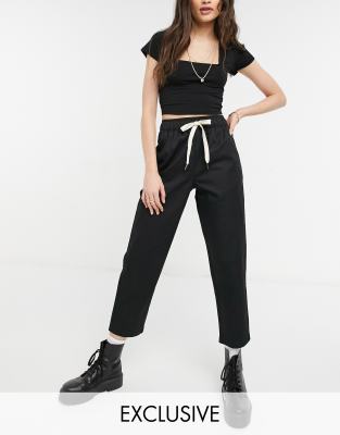 women's smart black cropped trousers