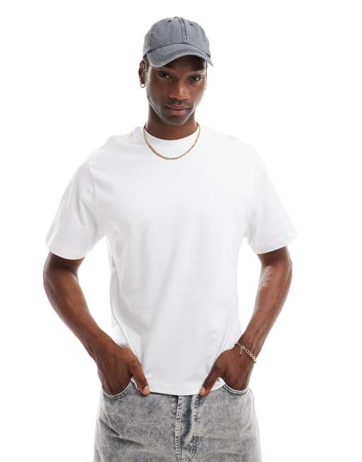 Reclaimed Vintage - Cropped T-shirt i hvid i firkantet pasform