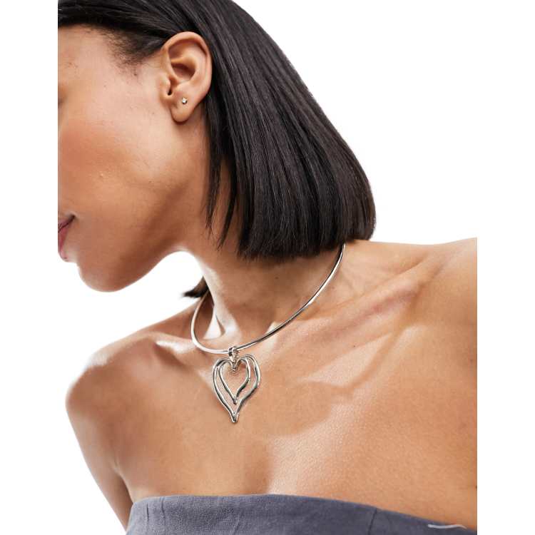 Silver cuff necklace on sale