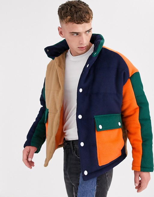 Reclaimed Vintage cut and sew twill puffer jacket