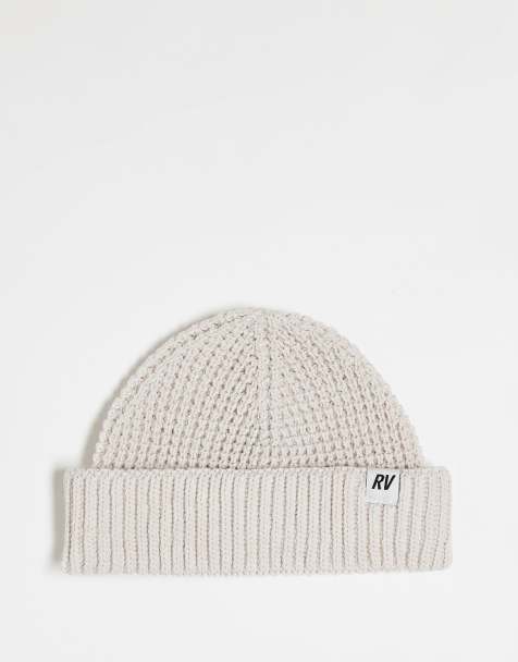 Reclaimed Vintage – Czapka beanie unisex o waflowej fakturze w kolorze ecru z logo - view 1
