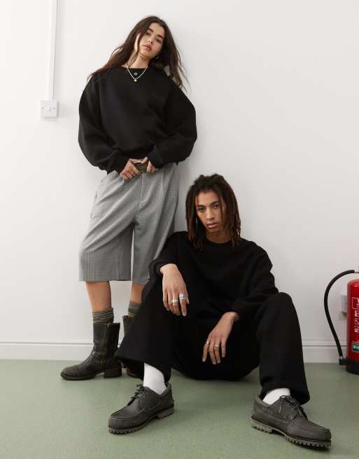 Reclaimed Vintage – Czarna sprana gruba bluza unisex o pudełkowym kroju oversize