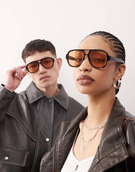 Reclaimed Vintage – Czarne okulary przeciwsłoneczne aviator unisex 